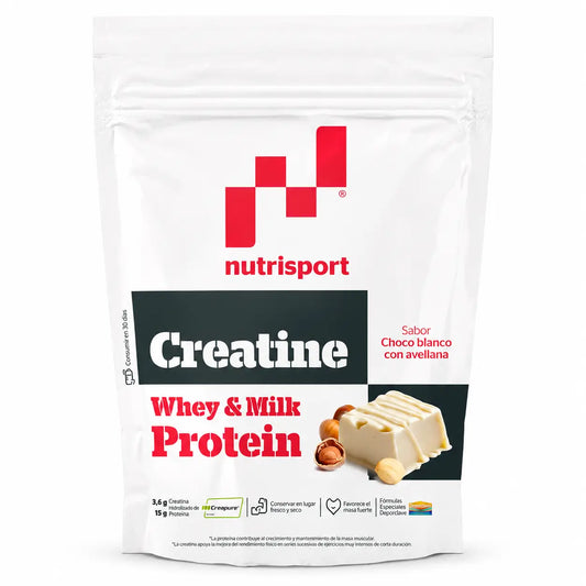 Kreatín Creapure a biely čokoládový proteín s lieskovcami, 500 g