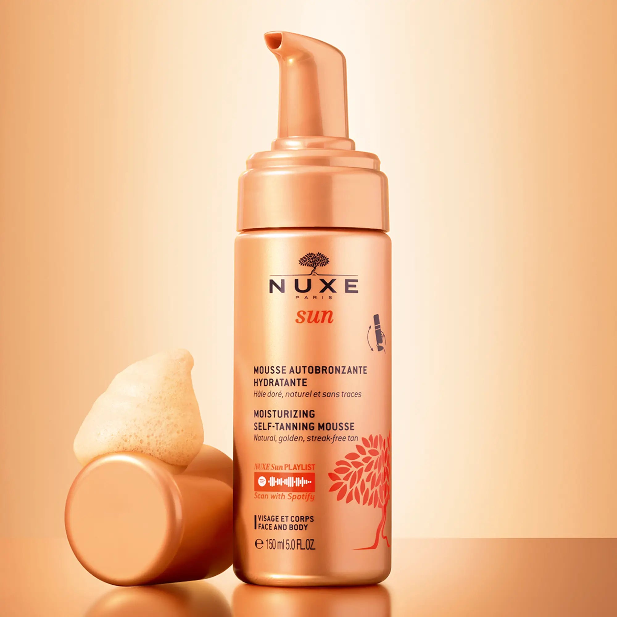 Nuxe Prírodná samoopaľovacia pena so zlatistým a žiarivým odtieňom, 150 ml
