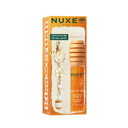 Nuxe Reve De Miel balzam na pery s medom Gold 10 ml + darčekové puzdro na rúž, 10 ml