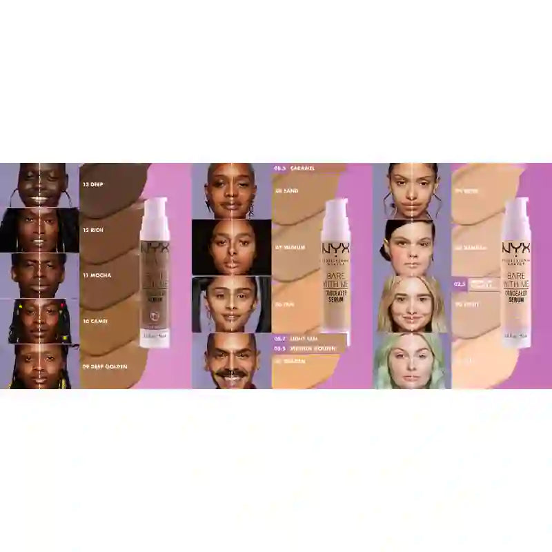 Nyx Bare With Me Serum Concelear, odtieň Medium Vanila. Vegánska zložka. K dispozícii v 12 odtieňoch. , 9,6 ml