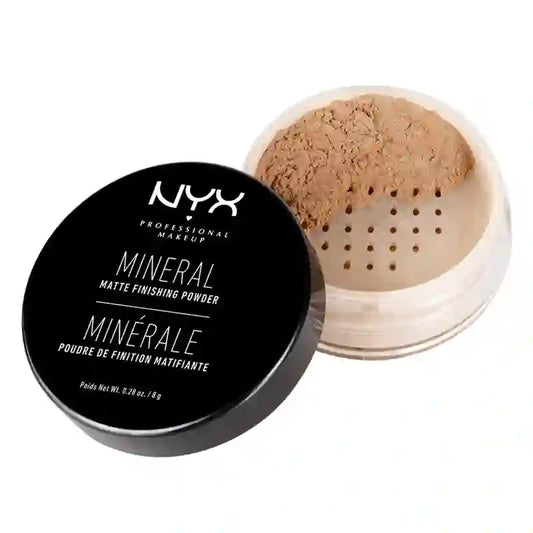Nyx Mineral Finishing Powder – fixačný púder, odtieň 2 Medium Dark pre stredne tmavú pleť, farba béžová, 8 g