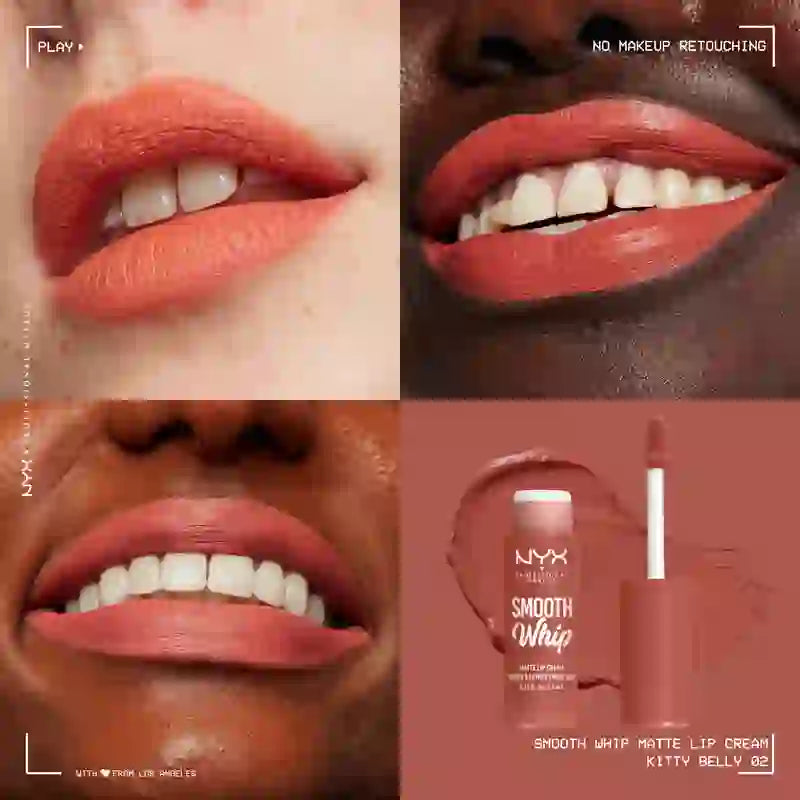 Nyx Smooth Whip Matte Lip Cream, krémová tekutá rúž, matný, odtieň Kitty Belly, 4 ml