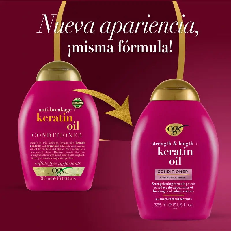 OGX Kondicionér s keratínovým olejom, pre lámavé vlasy, 385 ml