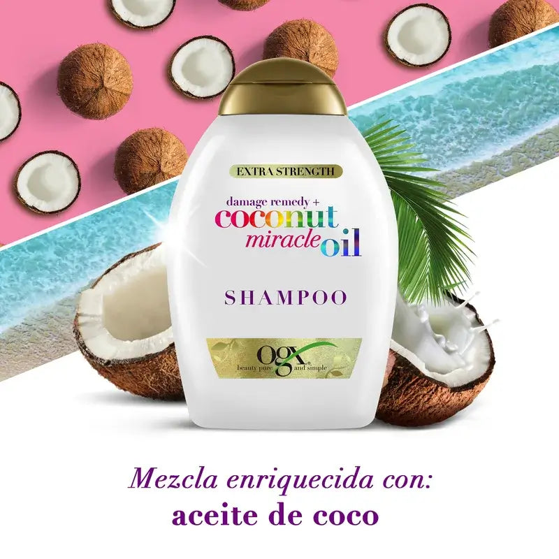 OGX Kondicionér Coconut Miracle Oil Extra Strength, regeneruje a oživuje, pre poškodené vlasy, 385 ml