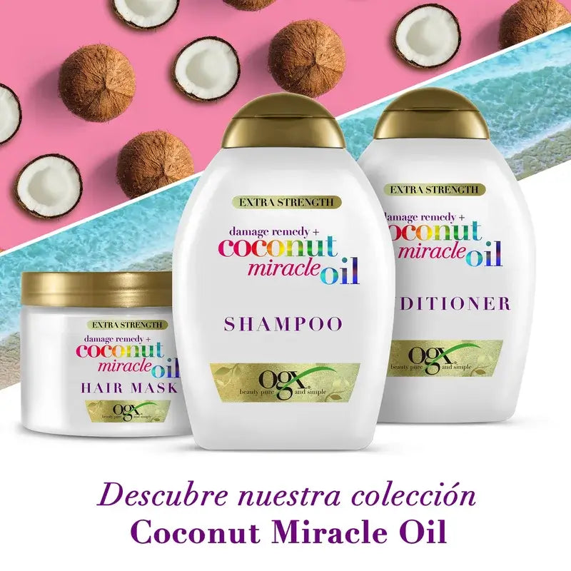 OGX Kondicionér Coconut Miracle Oil Extra Strength, regeneruje a oživuje, pre poškodené vlasy, 385 ml