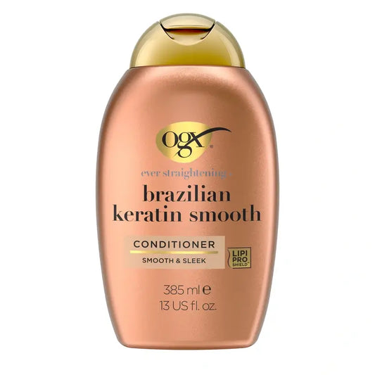 OGX Kondicionér s brazílskou keratínou, pre vlnité alebo kučeravé vlasy, vyhladzuje, posilňuje a hydratuje, 385 ml