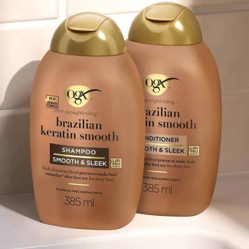 OGX Kondicionér s brazílskou keratínou, pre vlnité alebo kučeravé vlasy, vyhladzuje, posilňuje a hydratuje, 385 ml