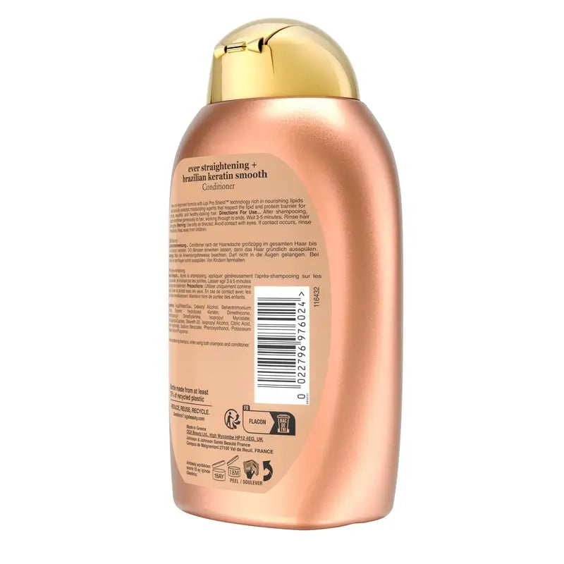 OGX Kondicionér s brazílskou keratínou, pre vlnité alebo kučeravé vlasy, vyhladzuje, posilňuje a hydratuje, 385 ml