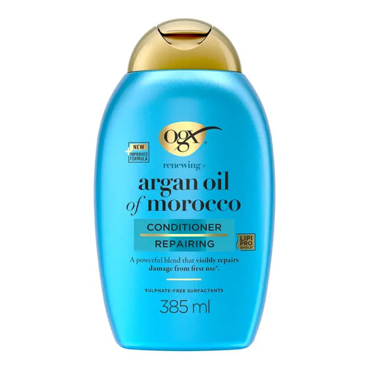 OGX Kondicionér bez sulfátov pre poškodené vlasy, arganový olej z Maroka, vyhladzuje a posilňuje, 385 ml