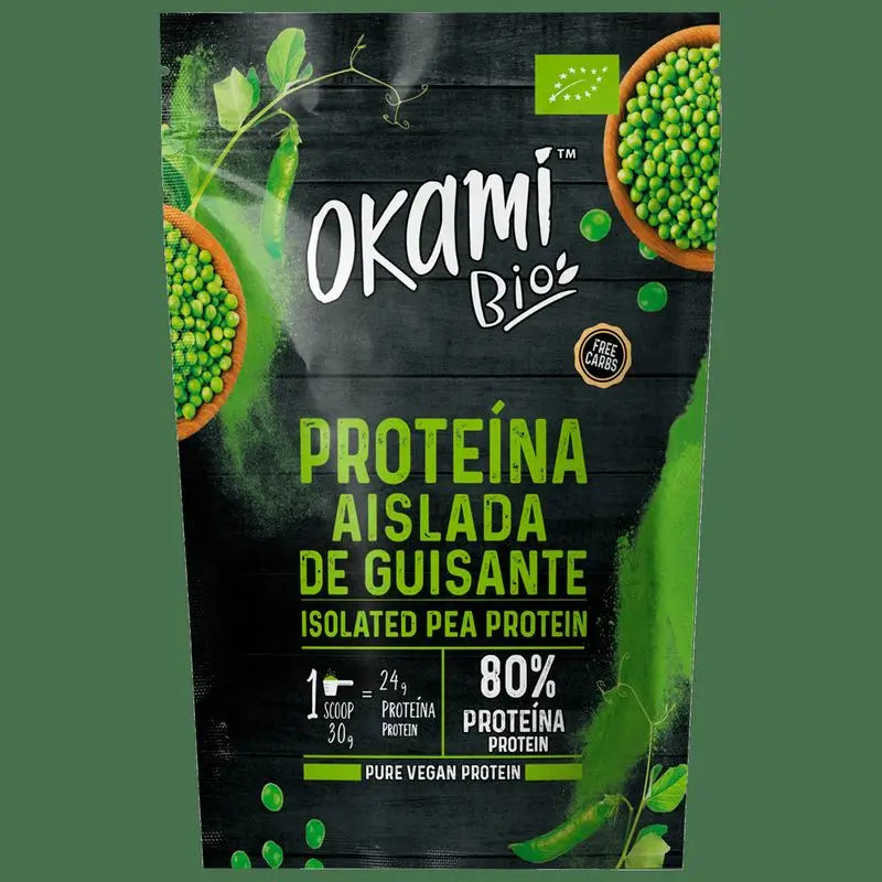 Okami Bio Izolovaný hrachový proteín 500 g. Bio, bezlaktózový, vegánsky 