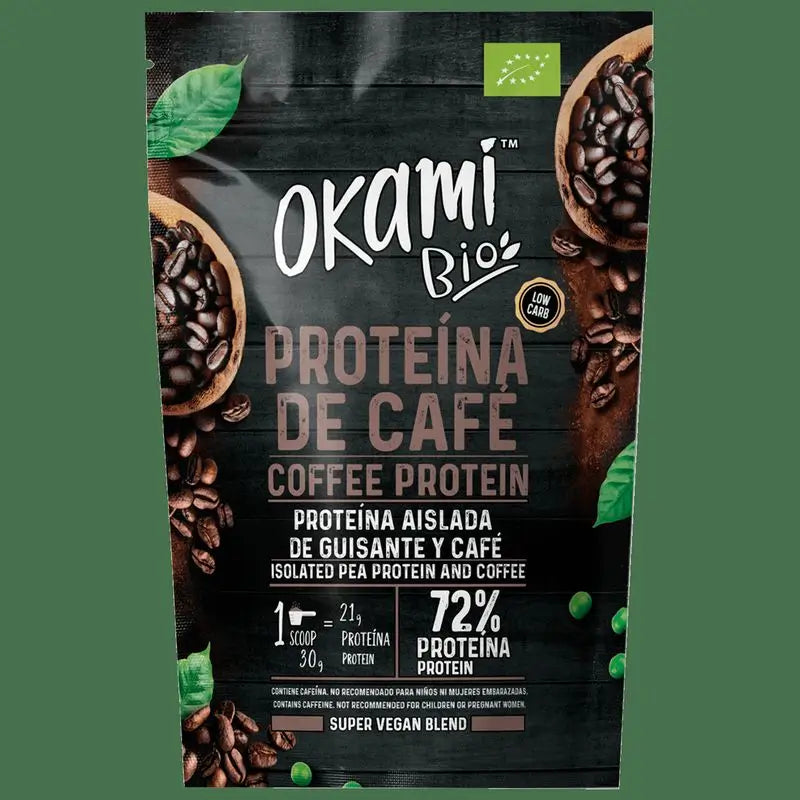 Okami Bio Hrachový a kávový proteín 500 g. Bio, SG, vegánsky 