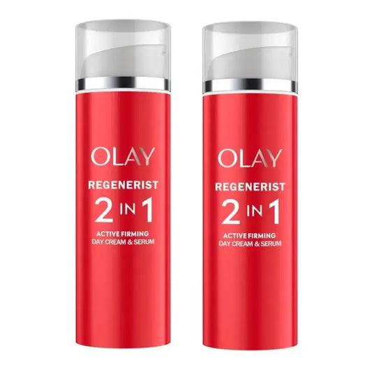 Olay Regenerist 2 v 1 Aktívny spevňujúci denný krém a sérum, balenie 2 x 50 ml