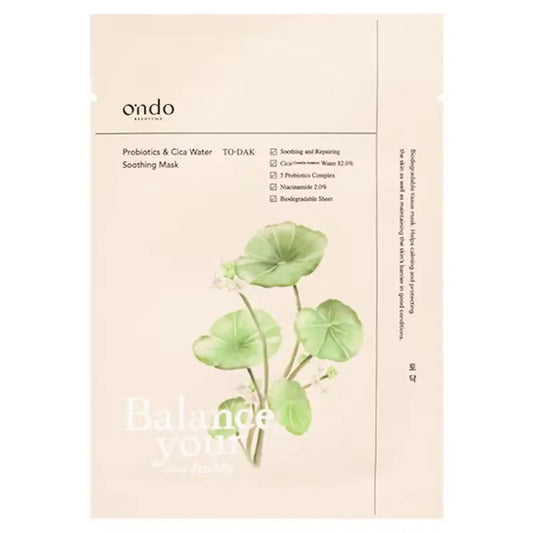 Ondo Beauty 36.5 Probiotics & Cica Water Upokojujúca maska To-Dak, 25 g