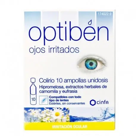 Optiben Irritated Eyes Eye Drops 10 Ampoules Single dose