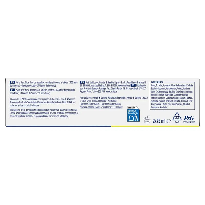 Oral-B Advanced Ochrana proti citlivosti, dvojbalenie, 2 × 75 ml