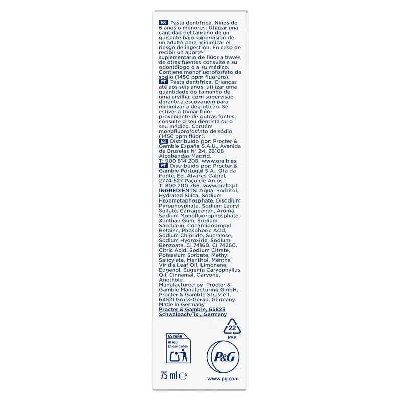 Oral-B zubná pasta 3Dw – Žiarivý biely úsmev, 75 ml
