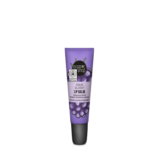 Organic Shop Balzam na pery Aqua s leskom, s kyselinou hyalurónovou a výťažkom z černice, 10 ml 