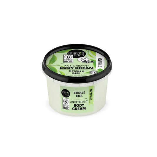 Organic Shop Antioxidantný telový krém s matchou a bazalkou, 250 ml 
