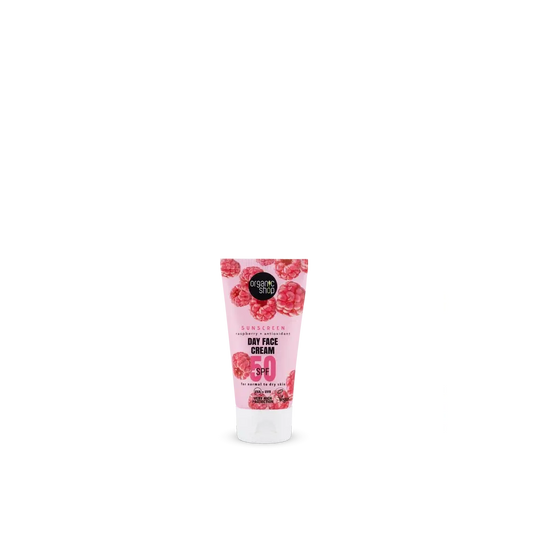 Organic Shop Denný krém na tvár s ochranným faktorom, malina + antioxidanty, SPF 50, 50 ml 