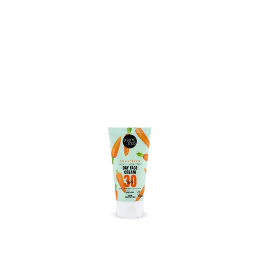 Organic Shop Denný krém na tvár s ochranným faktorom, mrkva + antioxidanty, SPF 30, 50 ml 
