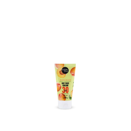 Organic Shop Denný krém na tvár s ochranným faktorom, broskyňa + antioxidanty, SPF 30, 50 ml 