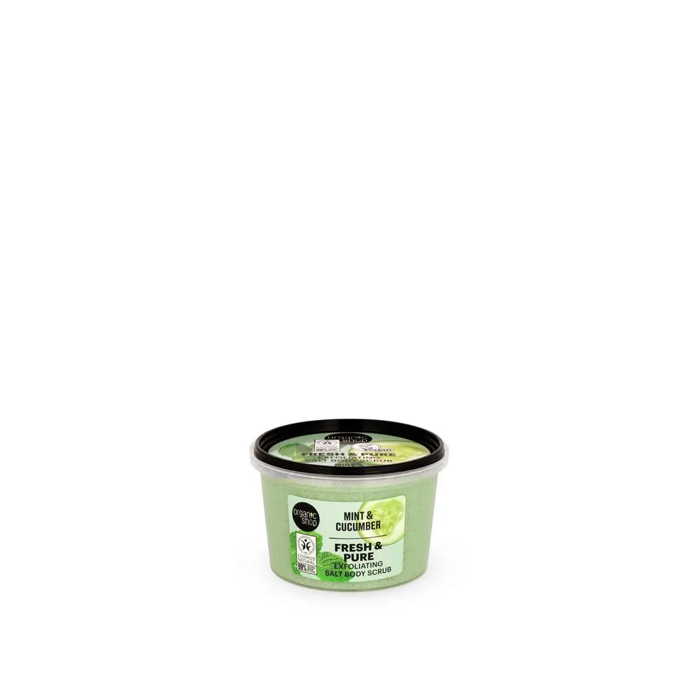 Organic Shop Telový peeling so soľou, mätou a uhorkou Fresh & Pure, 250 ml 