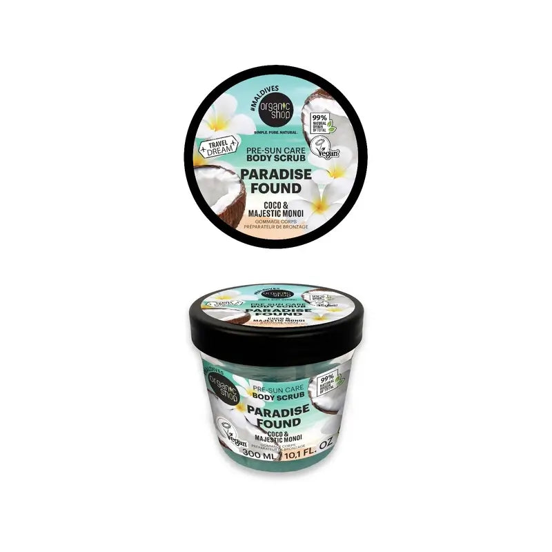 Organic Shop telový peeling pred opaľovaním s kokosom a monoi, 300 ml