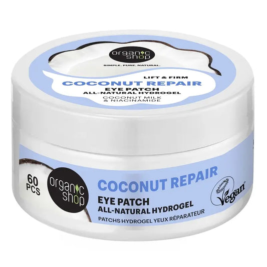 Organic Shop Fac Zpevňujúce hydrogélové náplasti na oblasť okolo očí „Coconut Repair“, 60 ks