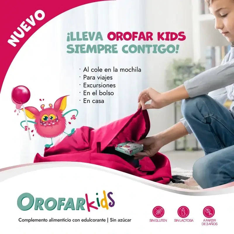 Orofar Kids – lízanky proti škrabaniu v krku s malinovou príchuťou bez cukru, 2x8 lízaniek