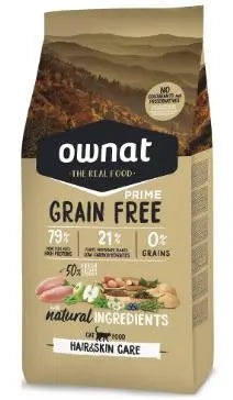 Ownat Prime Feline Adult Hair Skin Grain Free 3 kg, krmivo pre mačky