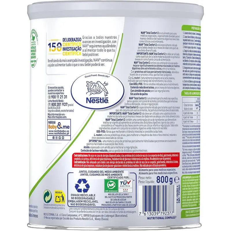 Nestlé Nan Total Confort 2 detské mlieko, balenie 12 × 800 g