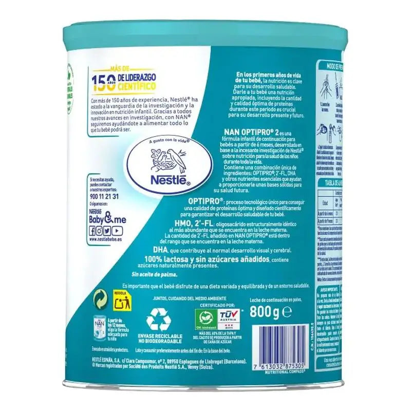 Nestlé Nan Optipro 2 – pokračovacie mlieko, 2 × 800 g