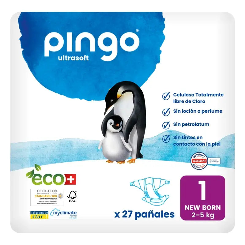 Ekologické plienky Pingo, veľkosť 1 (New Born), balenie 2 x 27 kusov
