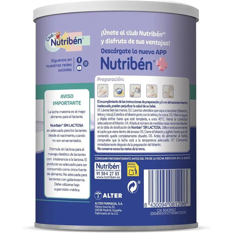 Nutribén bez laktózy – mlieko pre dojčatá, 4 x 400 g
