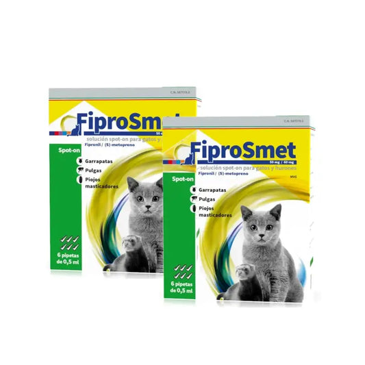 Fiprosmet pre mačky a fretky, 6 pipiet po 0,5 ml, balenie po 2 ks
