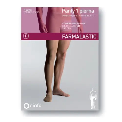 Farmalastic Compression Pantyhose Strong Compression Right Leg, Size XL