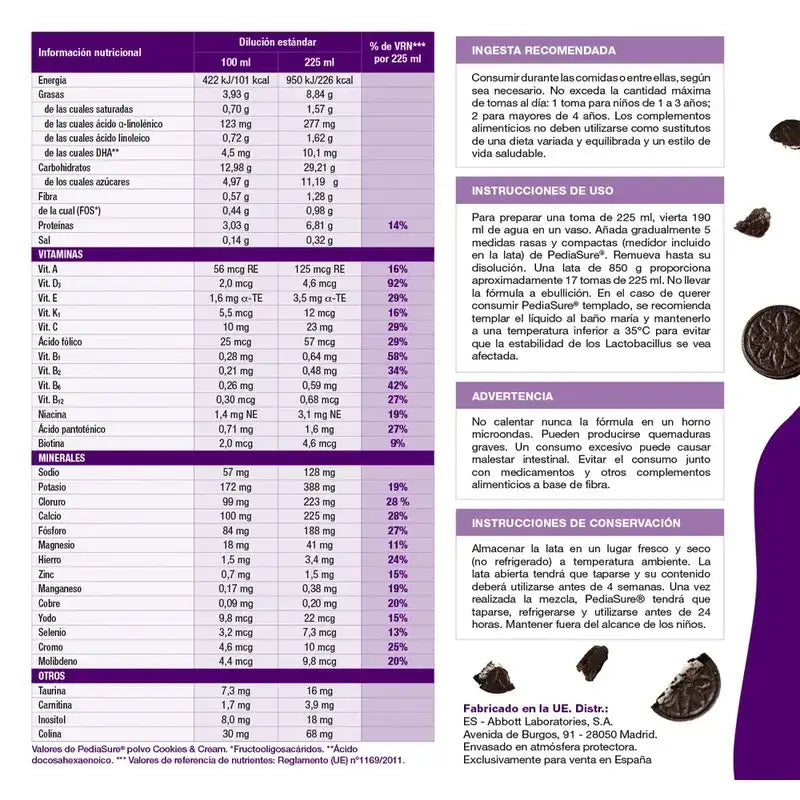 Pediasure Cookies & Cream + čokoládový nápoj pre deti, 850 g + 4 fľaše čokoládového nápoja po 220 ml