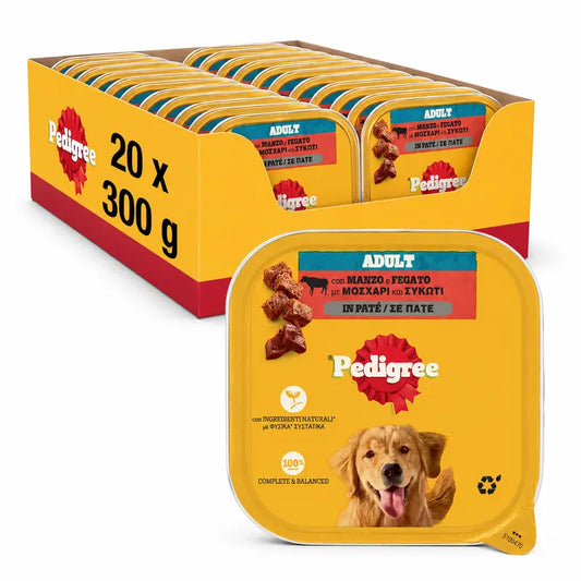 Pedigree – konzerva s hovädzím mäsom a pečeňou, balenie 20 × 300 g