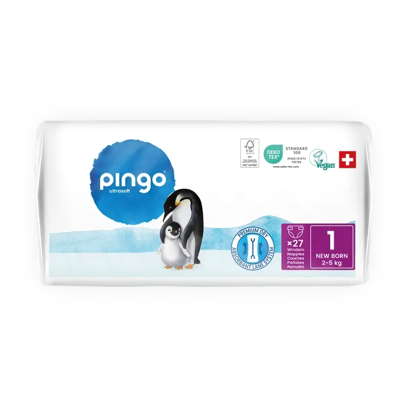 Ekologické plienky Pingo, veľkosť 1 (2–5 kg), 27 kusov