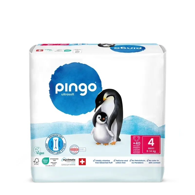 Ekologické plienky Pingo, veľkosť 4 (8–14 kg), 40 kusov