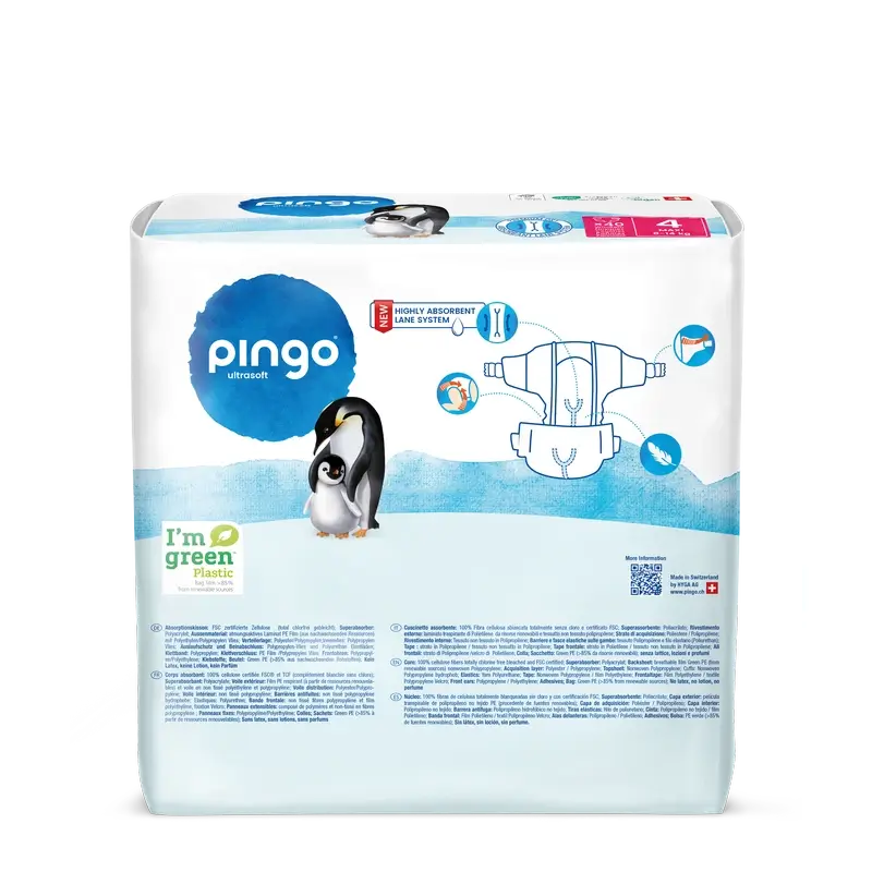 Ekologické plienky Pingo, veľkosť 4 (8–14 kg), 40 kusov