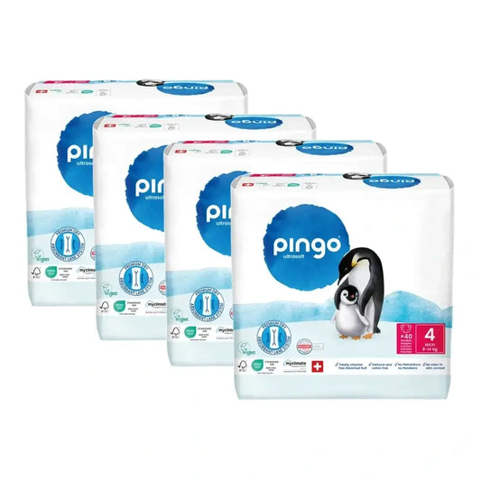 Ekologické plienky Pingo, veľkosť 4 (8–14 kg), 4 balenia po 40 kusoch