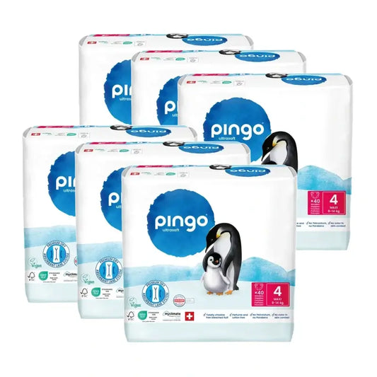 Ekologické plienky Pingo, veľkosť 4 (8–14 kg), 6 balení po 40 kusoch