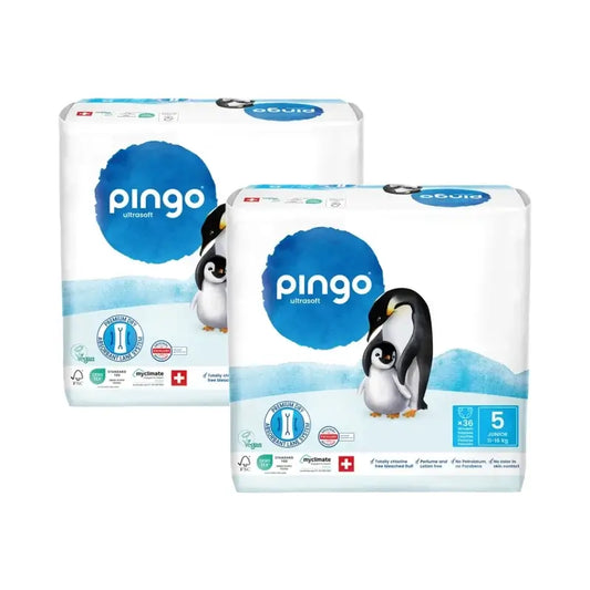 Ekologické plienky Pingo, veľkosť 5 (11–16 kg), 2 balenia po 36 kusoch