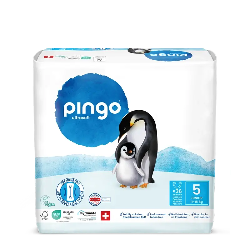 Ekologické plienky Pingo, veľkosť 5 (11–16 kg), 36 kusov