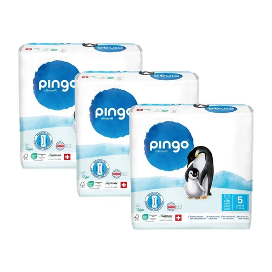 Ekologické plienky Pingo, veľkosť 5 (11–16 kg), 3 balenia po 36 kusoch