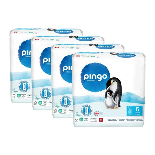 Ekologické plienky Pingo, veľkosť 5 (11–16 kg), 4 balenia po 36 kusoch
