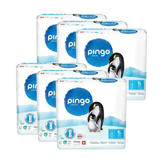 Ekologické plienky Pingo, veľkosť 5 (11–16 kg), 6 balení po 36 kusoch