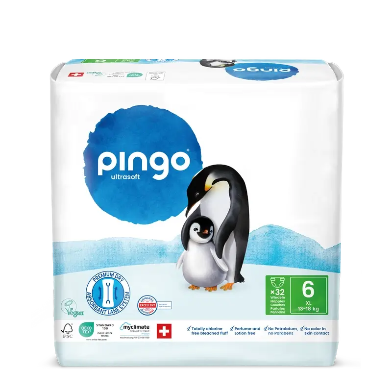 Ekologické plienky Pingo, veľkosť 6 (13–18 kg), 32 kusov