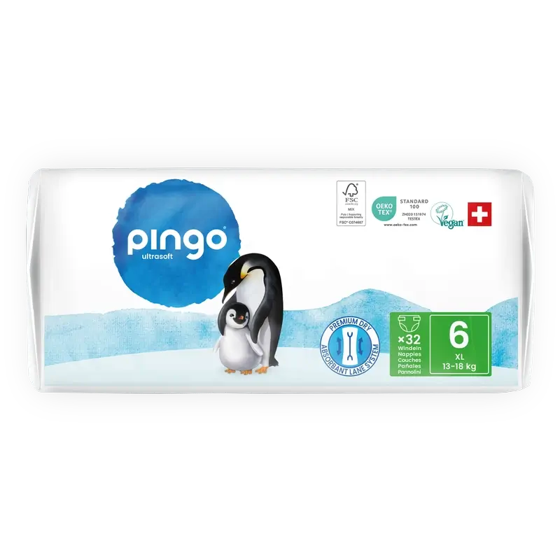 Ekologické plienky Pingo, veľkosť 6 (13–18 kg), 32 kusov